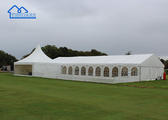 Buy Clear-Span Family Party Marquee Tents Reinforced Alloy Frame Fire-Retardant PVC Extended Canopy Structure online manufacture