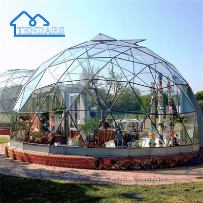 Buy Factory Waterproof Aluminum Geodesic Glamping Dome Tents House With Bathroom online manufacture