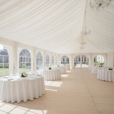 Buy Luxury White Aluminum Wedding Party Marquee Tent Interior Drapes Cathedral Windows for Belgian Wedding Celebrations online manufacture