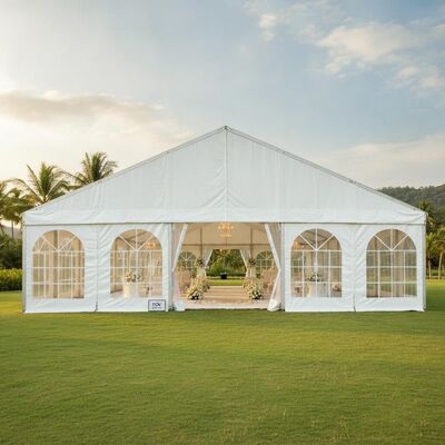 Buy Luxury Wedding Marquee Tent Indonesia Elegant White PVC Event Pavilion Aluminum Frame TUV Certified for Outdoor Ceremony online manufacture