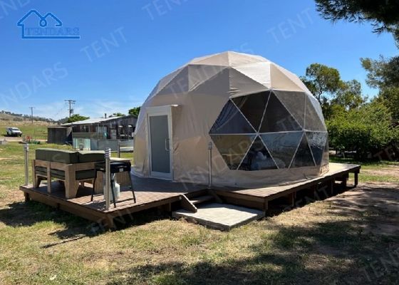 4m Dia Canvas Cotton Glamping Hotel Tent Aluminum Alloy Frame En-Suite Bathroom for Luxury Resorts