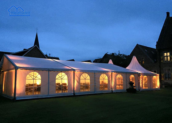 Wind-Resistant Poolside Party Marquee Tents Reinforced Alloy Frame Fire-Retardant PVC Canopy Structure