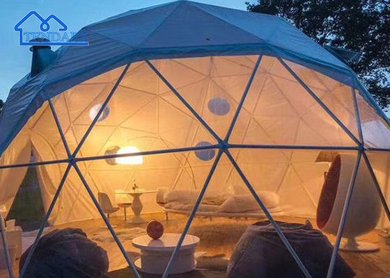 White Green Glamping Hotel Tent , Geodesic Dome Tents Waterproof Eco Tent Price