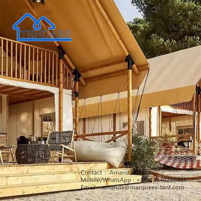 Luxury Strong Wood Structure Glamping Safari Tent For Family Double Layer Tent