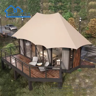 Waterproof Resort Steel Frame Tent Family Safari Hotel Lodge Tent With Bathroom