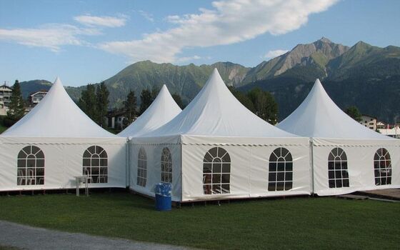 Compact Outdoor Party Marquee Tents Extruded Aluminum Alloy Frame European Standard Anchored Shelter Structure