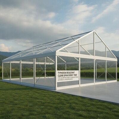 Typhoon Resistant Clear Span Party Marquee Tent TUV JIS Certified Heavy Aluminum Frame Japanese All-Season Event