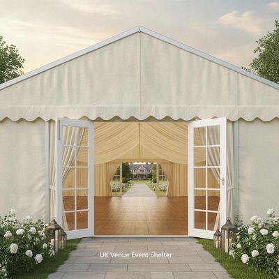 Premium Wedding Party Marquee Tent Aluminium Frame Ivory Liner French Door Panels UK Venue Event Shelter